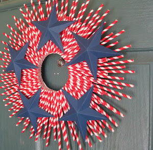 Paper Straw 4th of July Wreath