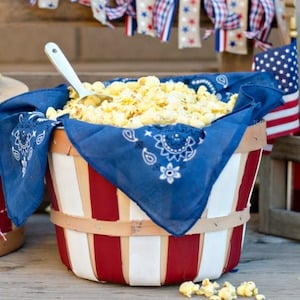 red white blue Painted Bushel Basket