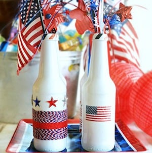 Recycled Bottles Patriotic Centerpiece