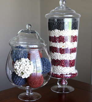 4th of July decoration idea with apothecary jars