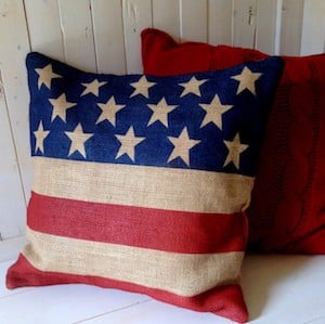 Burlap Flag Pillow