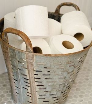 Olive Basket Toilet Paper Holder farmhouse decor idea