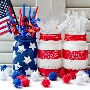 American Flag Mason Jars