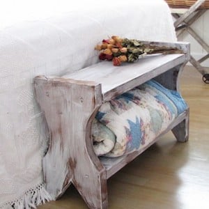 White Wash DIY Farmhouse Bench