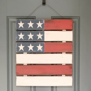 outdoor 4th of july Wood Flag Door Hanger 