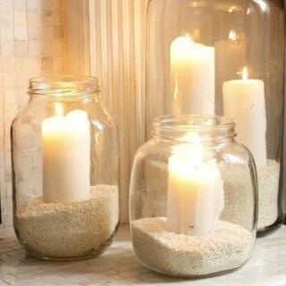 Coastal Jar Candle wedding table decoration