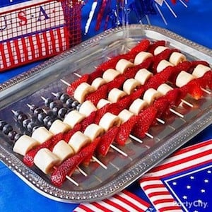 American Flag Fruit Skewers 4th of july appetizer