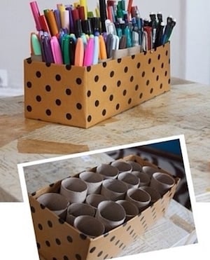cardboard box Marker organization idea for the office