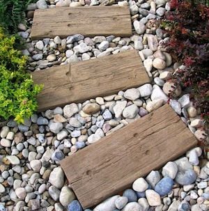 DIY Walkway using wood boards and gravel