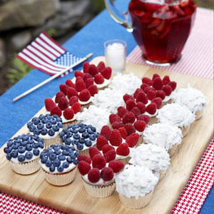 Cupcake Flag Dessert with Fresh Berries and Coconut