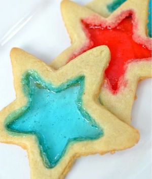 "Stained Glass" Red, White & Blue Star Cookies