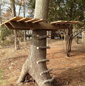 basic kids DIY tree house for backyard