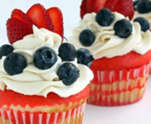 Flag Cupcakes with Vanilla Buttercream