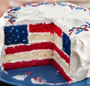 Red, White and Blue Flag Cake with Layers
