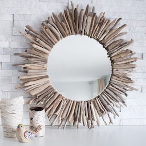 Starburst Driftwood Mirror coastal decorating idea