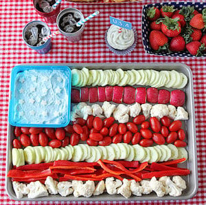 American Flag Vegetable Tray 4th of july appetizer