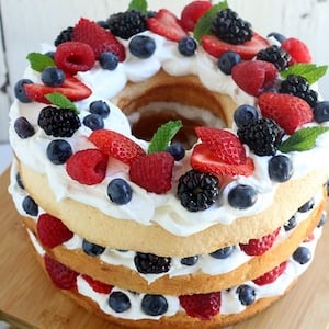 Angel Food Cake with Berries 4th of July Dessert