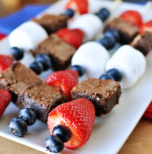 Brownie and Fruit Kabobs 4th of July Dessert