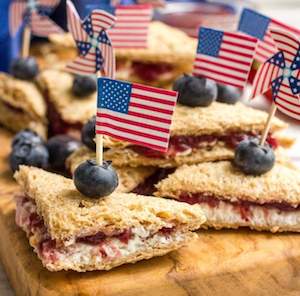 4th of July Fruit and Cream Cheese Sandwich appetizers