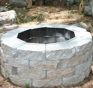 concrete retaining wall brick fire pit