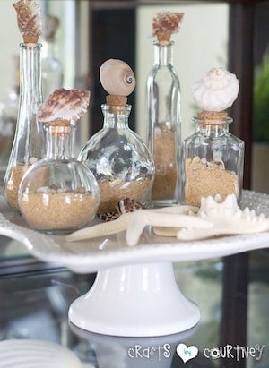 Decorative Seashell Bottles coastal decorating idea