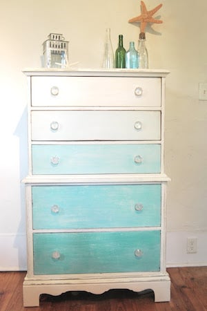 Blue Hue Ombre Dresser Makeover