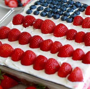 Flag Cake with Cream Cheese Topping