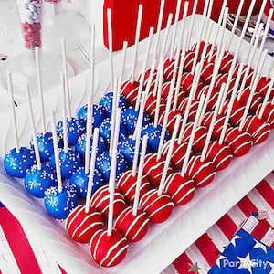 American Flag Cake Pops 4th of July Dessert