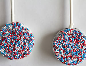 Patriotic Oreo Pops with Sprinkles