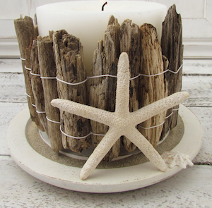 Driftwood Candleholder coastal decorating idea