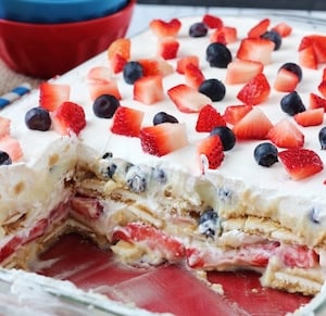 Strawberry & Blueberry Cheesecake Icebox Cake