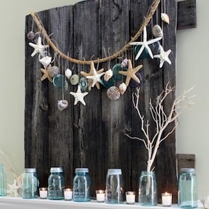 Pallet Beach rope Garland with seashells