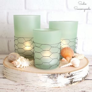 DIY Coastal Farmhouse Candles decorating idea