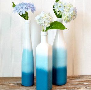 blue Ombre Spray Painted Bottles