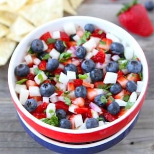 Blueberry, Strawberry & Jicama Salsa 4th of july appetizer