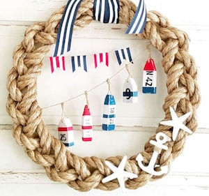 Nautical knotted rope Wreath front door coastal decorating idea