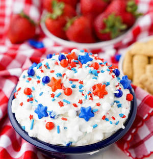 Red, White & Blue Cake Batter Dip 4th of july appetizer