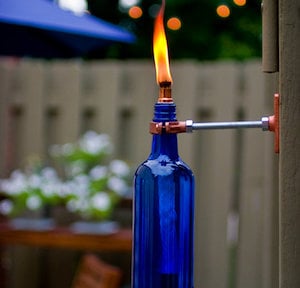 Recycled Wine Bottle Torch DIY backyard idea