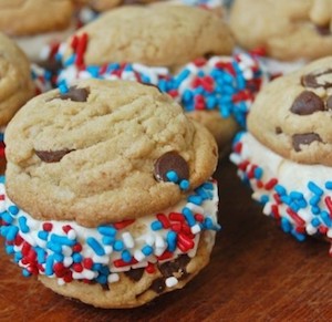 4th of July Homemade Mini Ice Cream Sandwiches Dessert