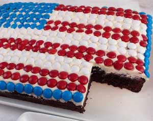 M&M Flag Cake 4th of July Dessert