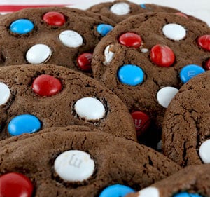 Red, White and Blue Chocolate Cookies 4th of July Dessert