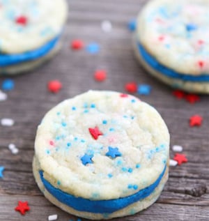  Red, White and Blue Funfetti Sandwich Cookies