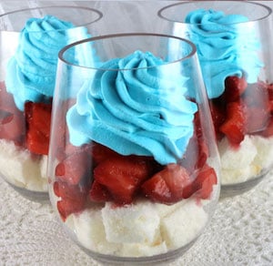 Red, White and Blue Strawberry Shortcake in a cup