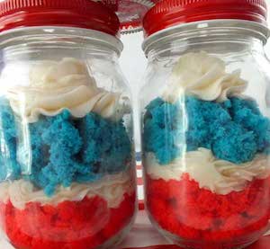 Red White and Blue Cupcake in a Jar
