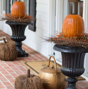 Pumpkin Topiary with grapevine and fall berries