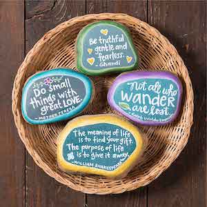 Various Quote Painted Rocks