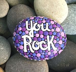 You Rock word stone with dot patterns 