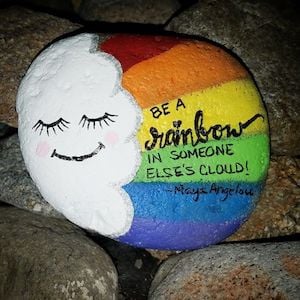 smilling cloud and a rainbow stone