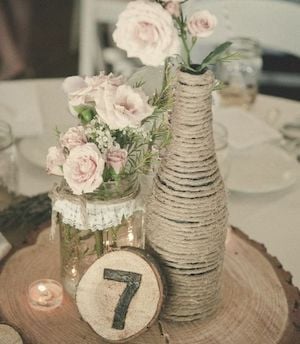 Twine Wrapped Bottle Wedding Table Decorations