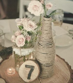 Twine Wrapped Bottle wedding Centerpiece